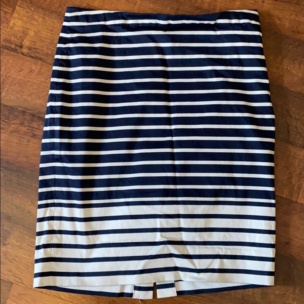 J Crew Factory Blue and White Striped pencil skirt